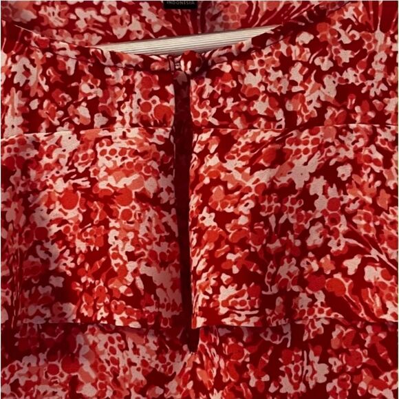 Banana Republic Floral Ruffle Blouse XSMALL Red Pink - Picture 4 of 12